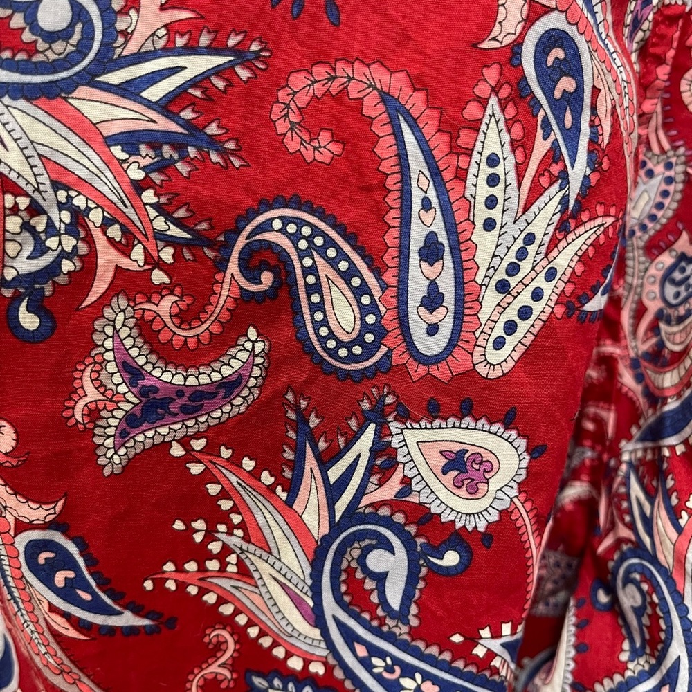 Talbots Red Paisley Button Down Shirt - Picture 3 of 13